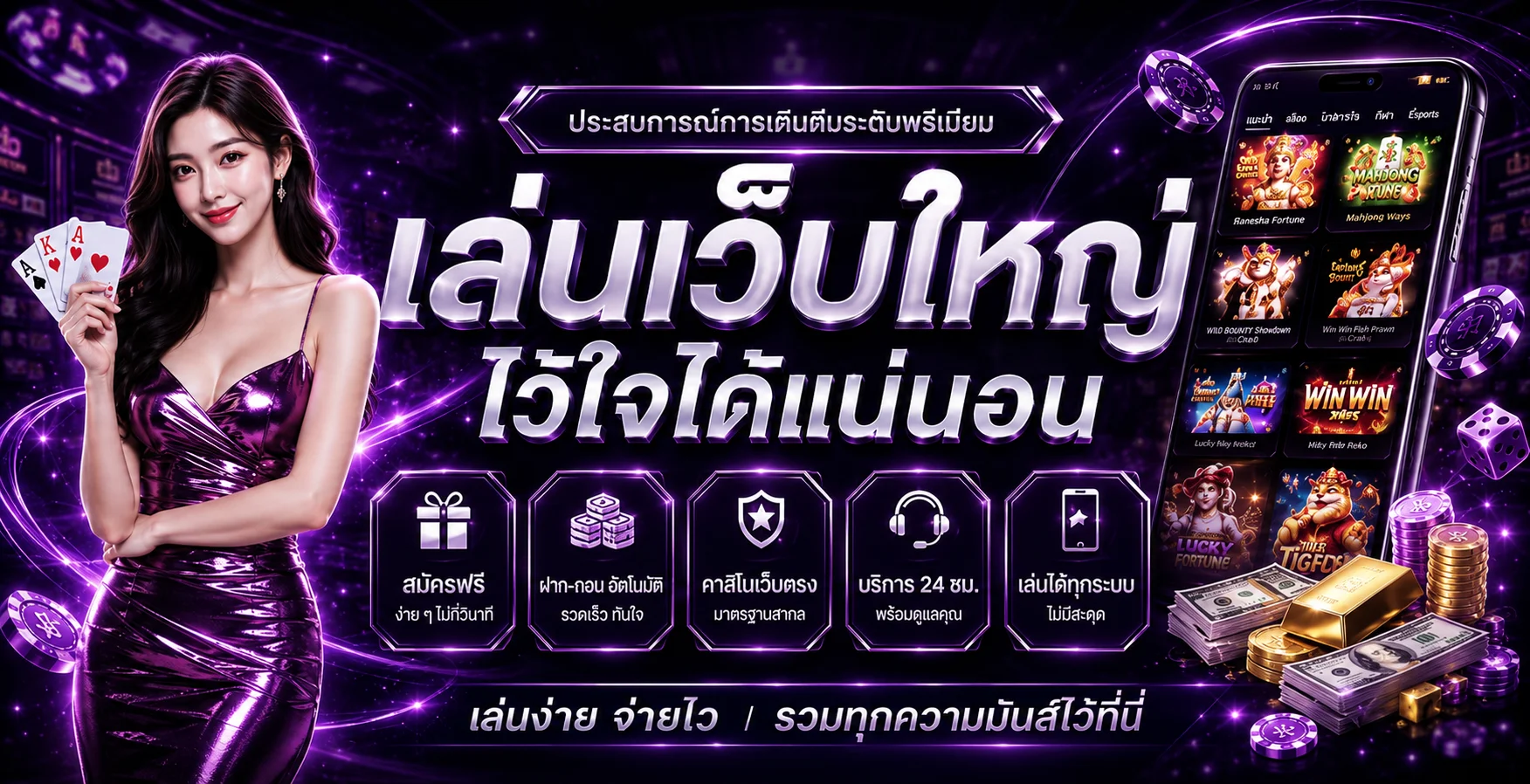 แบนเนอร์ MAX1B รวมค่ายคาสิโนพร้อมมาสคอตเสือสีทอง